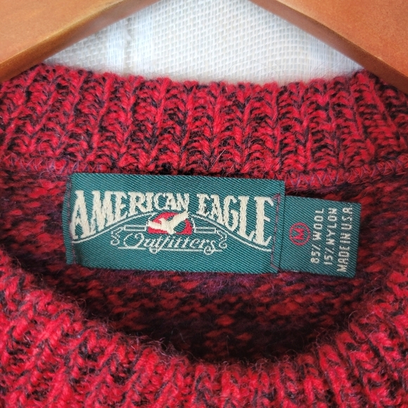 Vintage American Eagle Wool Blend Crewneck Sweater Red Size Medium - Picture 6 of 7